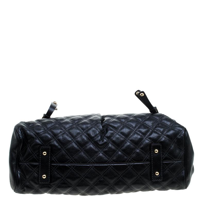 Women's Marc Jacobs Black Quilted Leather Stam Satchel