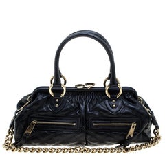 Marc Jacobs Black Quilted Leather Stam Satchel