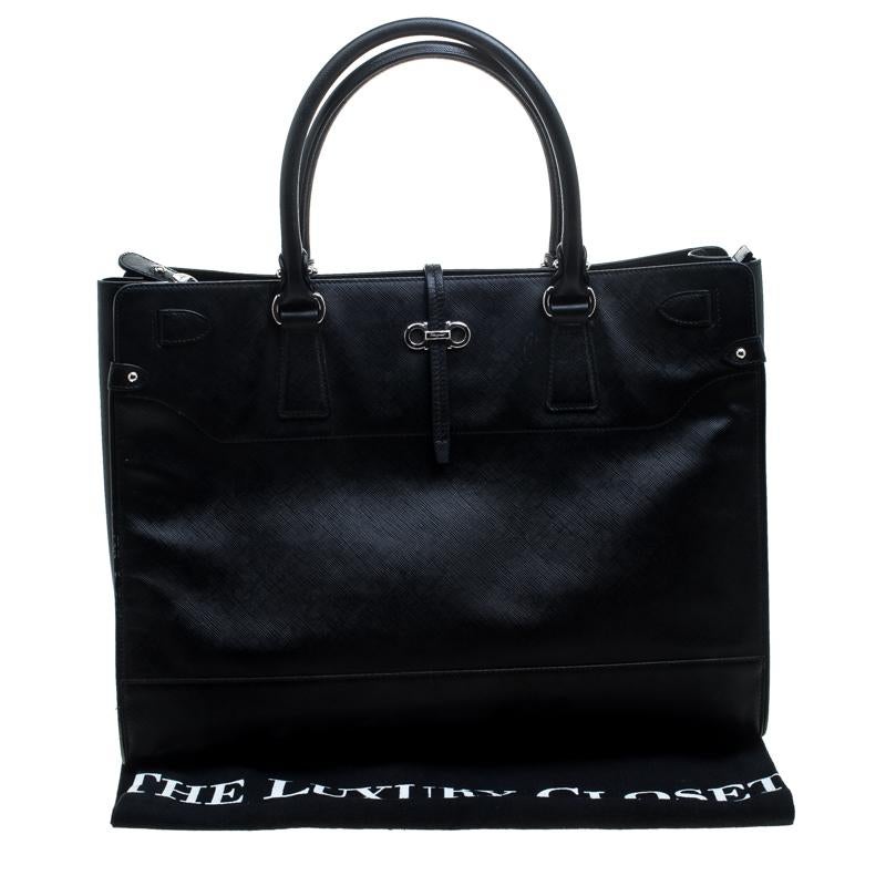 Salvatore Ferragamo Black Leather Large Briana Tote 3