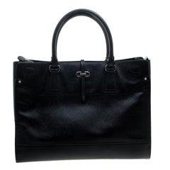 Salvatore Ferragamo Black Leather Large Briana Tote