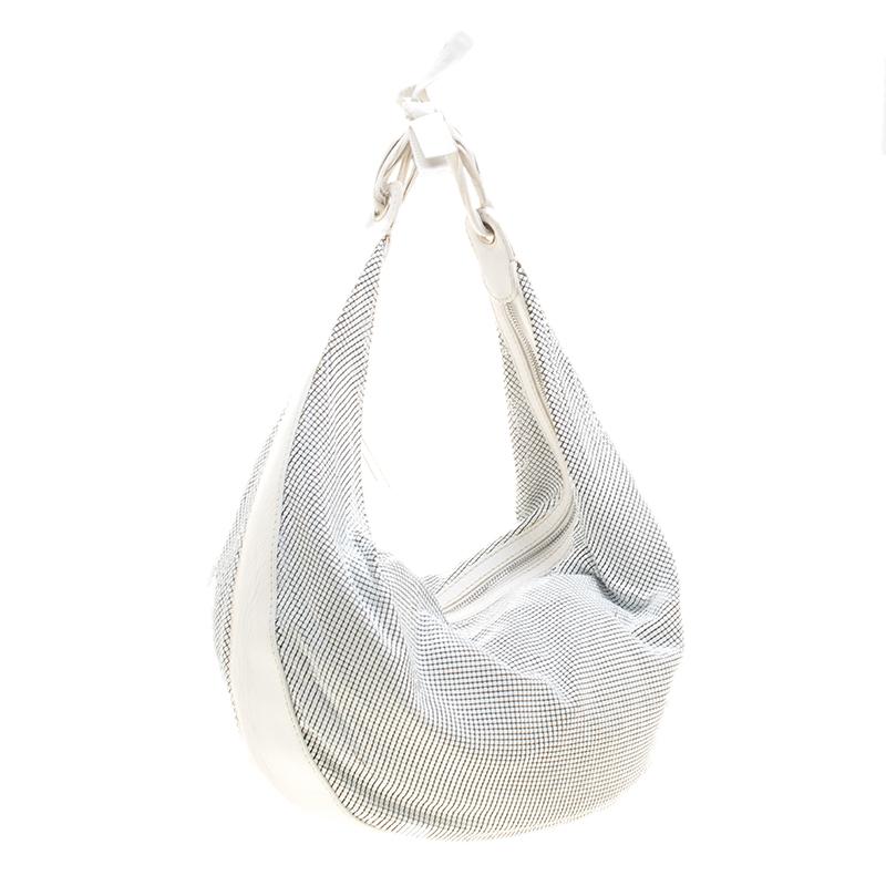 Chloe White Metal and Leather Mesh Hobo 4