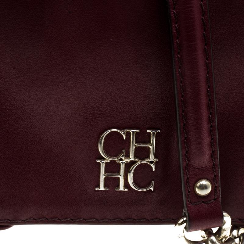 Carolina Herrera Burgundy Leather New Baltazar Crossbody Bag 4