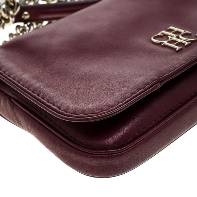 Carolina Herrera Burgundy Leather New Baltazar Crossbody Bag 6