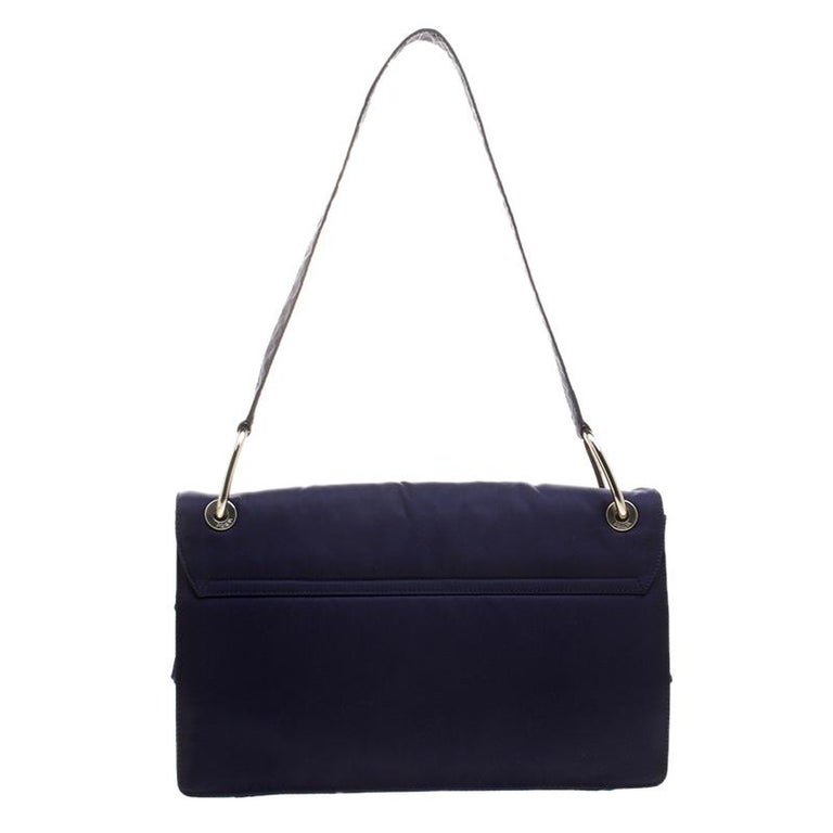 Prada Navy Blue Tessuto Nylon Flap Shoulder Bag at 1stDibs