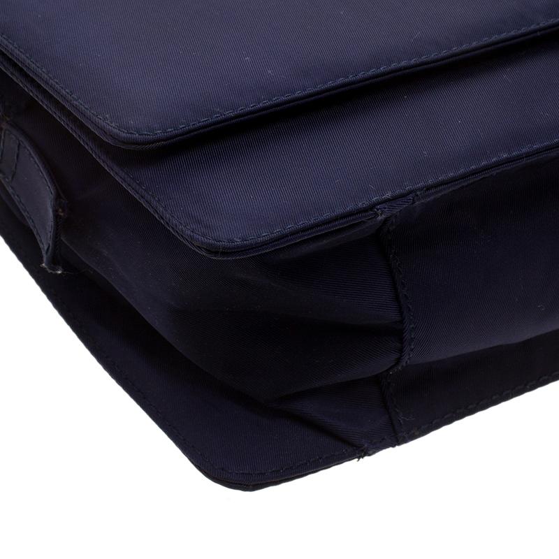 Prada Navy Blue Tessuto Nylon Flap Shoulder Bag 1