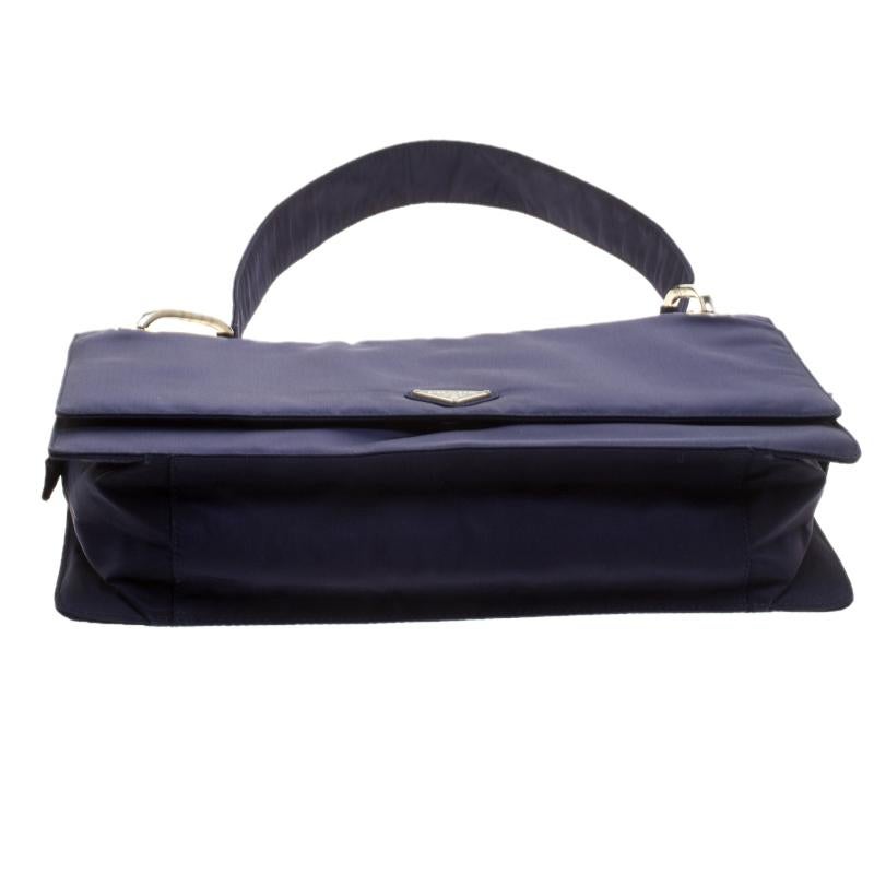 Prada Navy Blue Tessuto Nylon Flap Shoulder Bag 3
