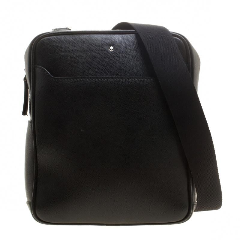 Montblanc Black Leather Small Sartorial Messenger Bag
