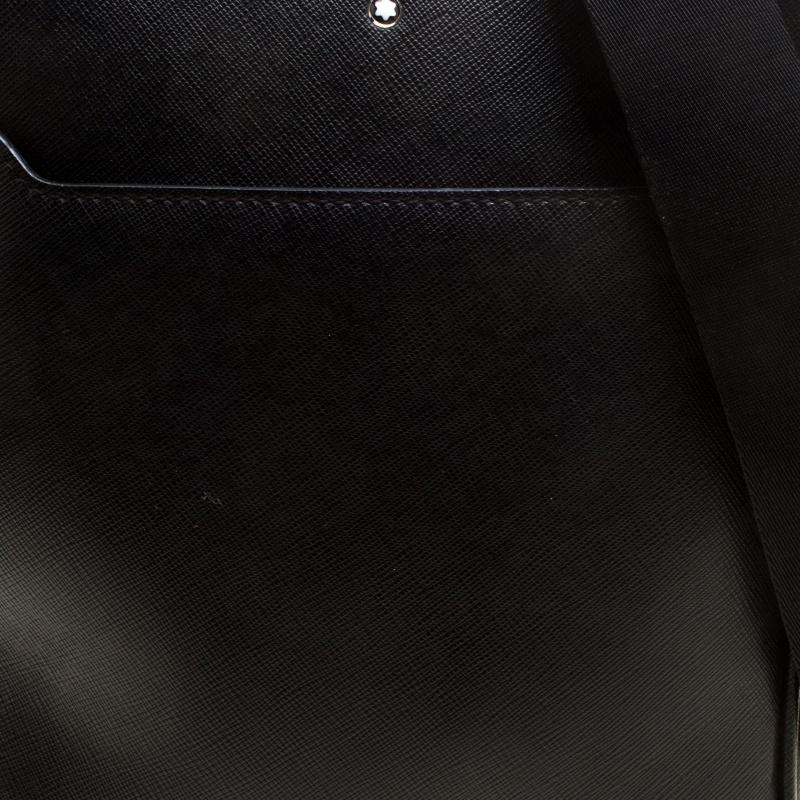 Montblanc Black Leather Small Sartorial Messenger Bag In Good Condition In Dubai, Al Qouz 2