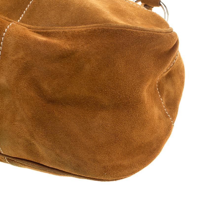 Prada Dark Camel Suede Shoulder Bag 1