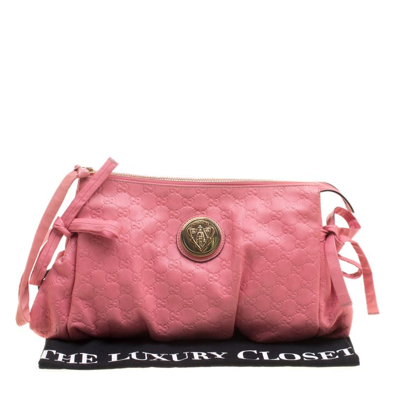 Gucci Pink Guccissima Leather Large Hysteria Clutch 3