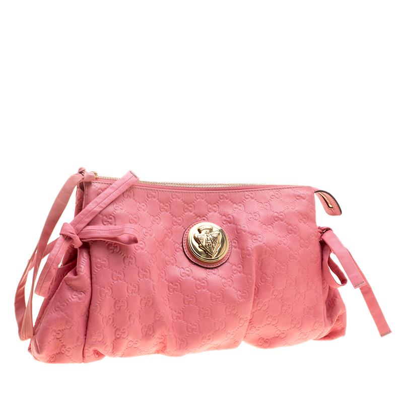 Gucci Pink Guccissima Leather Large Hysteria Clutch 8