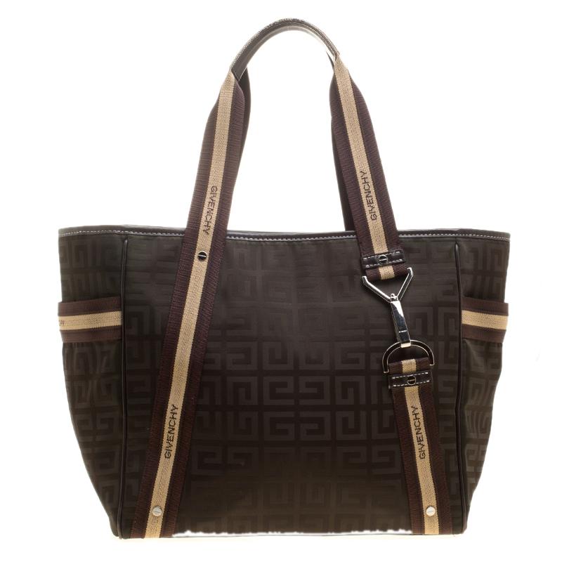Givenchy Khaki/Brown Signature Nylon and Leather Tote
