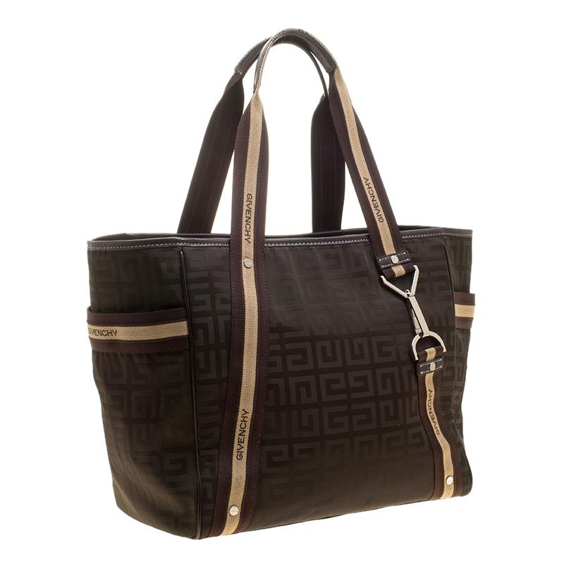 Givenchy Khaki/Brown Signature Nylon and Leather Tote 3