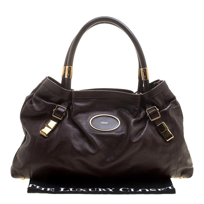 Women's Chloe Brown Leather Victoria Tote