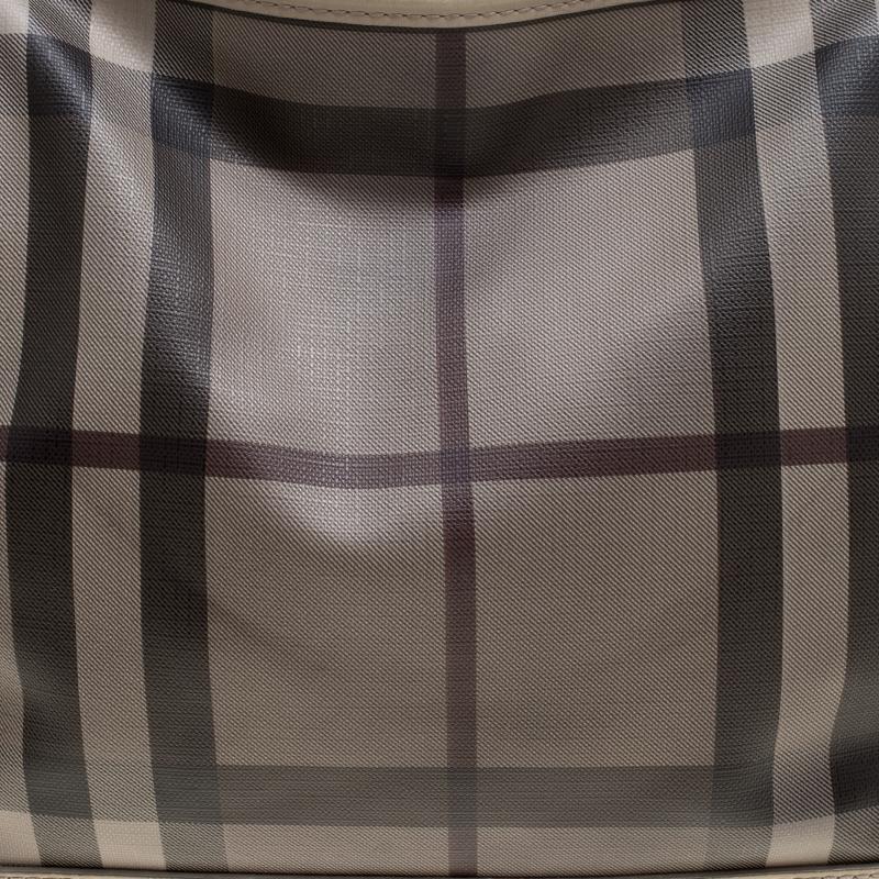 Burberry Beige Smoke Check PVC and Leather Tote 3