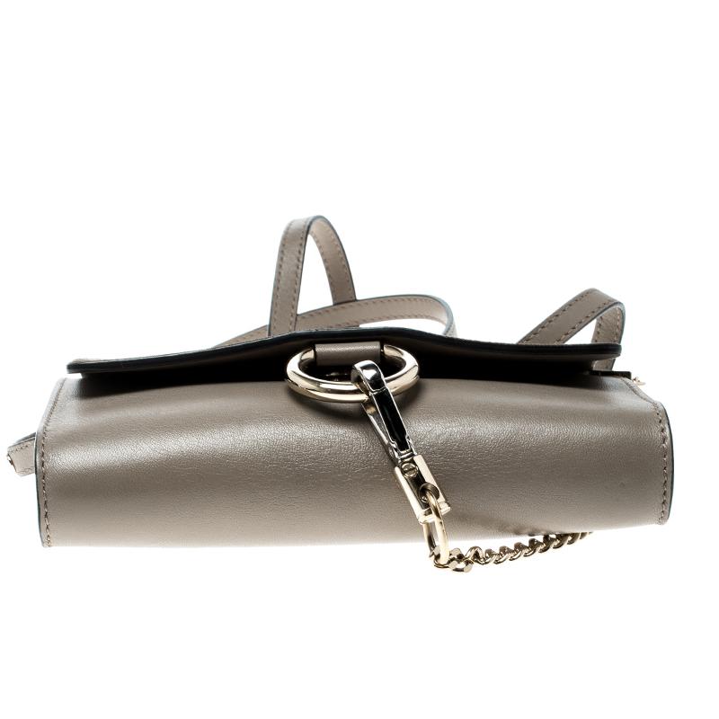 Chloe Light Taupe Leather Mini Faye Shoulder Bag In Good Condition In Dubai, Al Qouz 2
