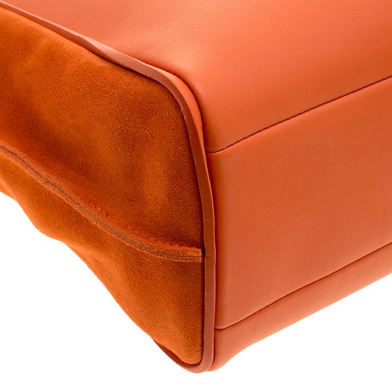 Longchamp - Fourre-tout Penelope Fantaisie en cuir et daim orange Excellent état à Dubai, Al Qouz 2