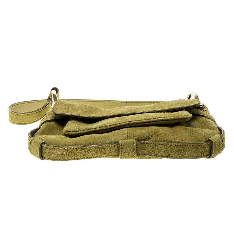 Saint Laurent Green Suede Shoulder Bag at 1stDibs