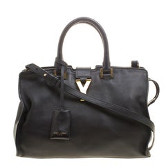 Saint Laurent Black Leather Small Cabas Chyc Tote