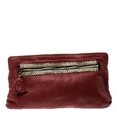 Chloe Red Leather Crystal Embellished Clutch