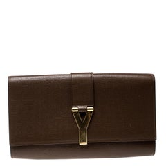 Saint Laurent Brown Leather Chyc Clutch