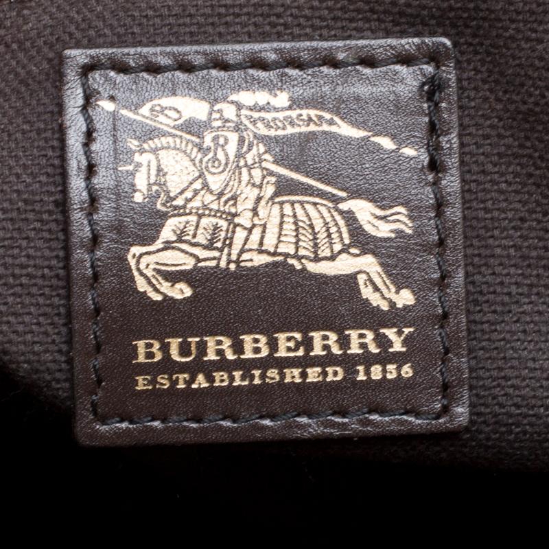 Burberry Beige/ Dark Brown Haymarket Check PVC and Leather Regent Tote 4