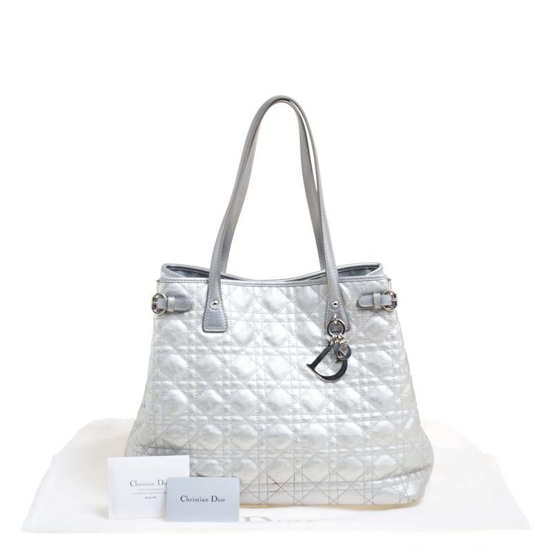 Dior Silver Coated Canvas Medium Panarea Shopper Tote 7