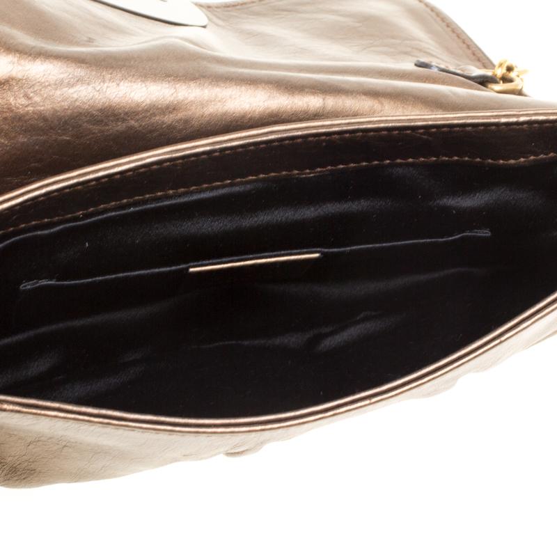 Gucci Metallic Khaki Leather Hysteria Shoulder Bag In Good Condition In Dubai, Al Qouz 2