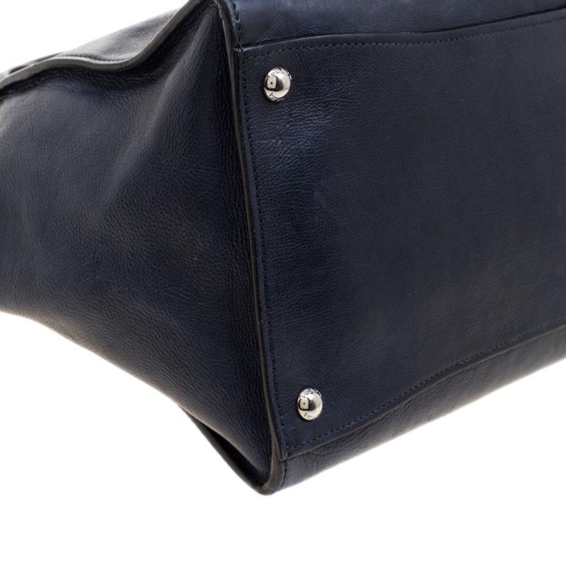 Prada Navy Blue Leather Double Zip Tote 2