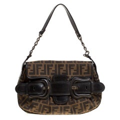 Fendi Tobacco Zucca Canvas B Bis Shoulder Bag