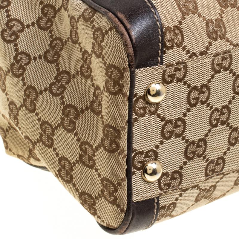 Gucci Beige/Brown GG Canvas and Leather Small Trophy Tote 1