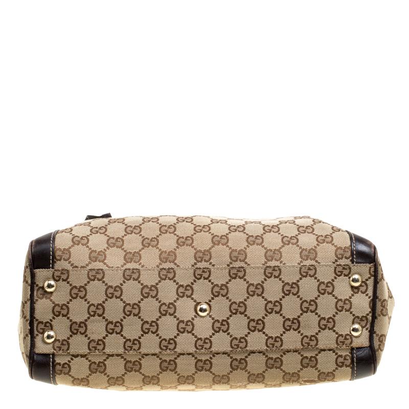 Gucci Beige/Brown GG Canvas and Leather Small Trophy Tote 6