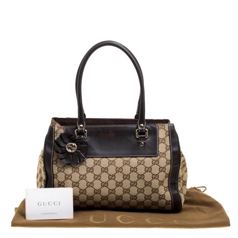 Gucci Beige/Brown GG Canvas and Leather Small Trophy Tote 2