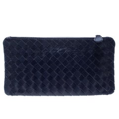 Bottega Veneta Blue Intrecciato Leather Pouch