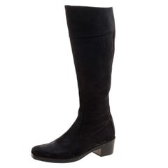Balenciaga Black Leather Knee High Boots Size 38
