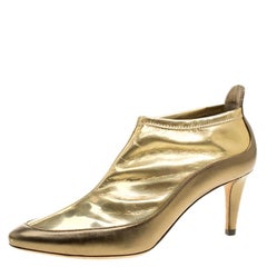 Jimmy Choo Metallic Gold Leather and PVC Dierdre Ankle Boots Size 37