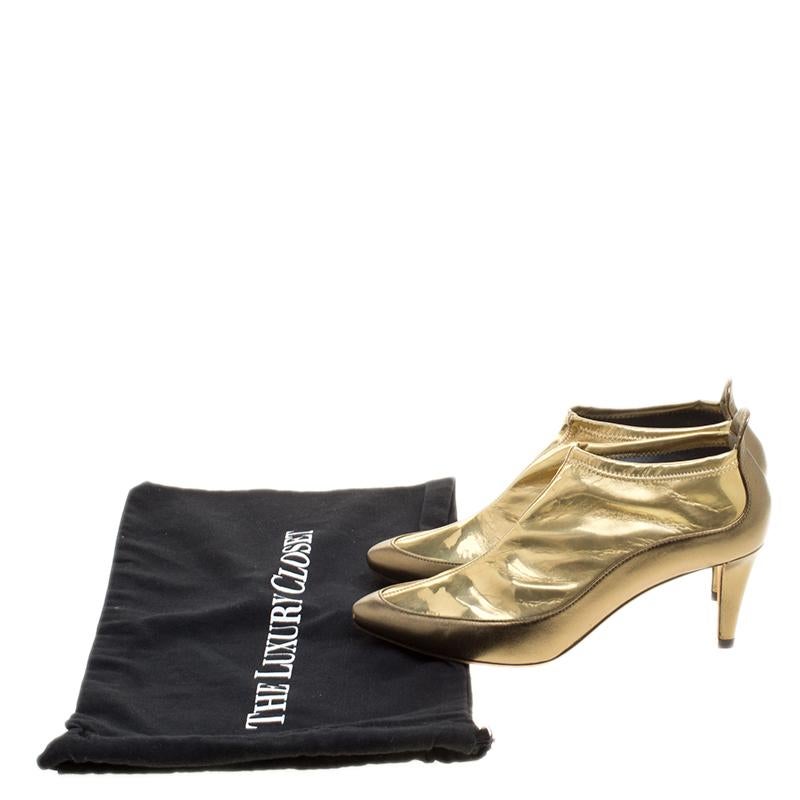 Jimmy Choo Metallic Gold Leather and PVC Dierdre Ankle Boots Size 37 2