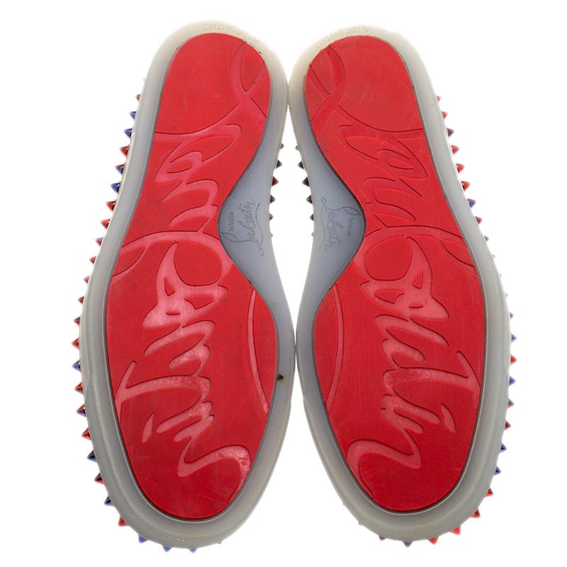 Christian Louboutin Ombrè Glitter Patent Leather Spike Pik Boat Slip On Sneakers In Good Condition In Dubai, Al Qouz 2