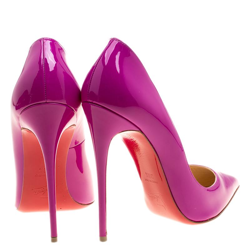 Pink Christian Louboutin Magenta Patent Leather So Kate Pumps Size 39.5