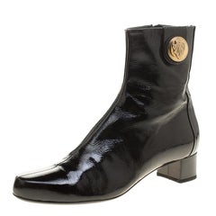 Gucci Black Patent Leather Hysteria Ankle Boots Size 38