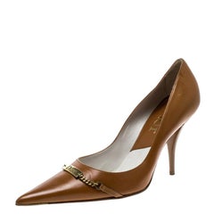 Dior Brown Leather Pointed Toe Pumps Size 39