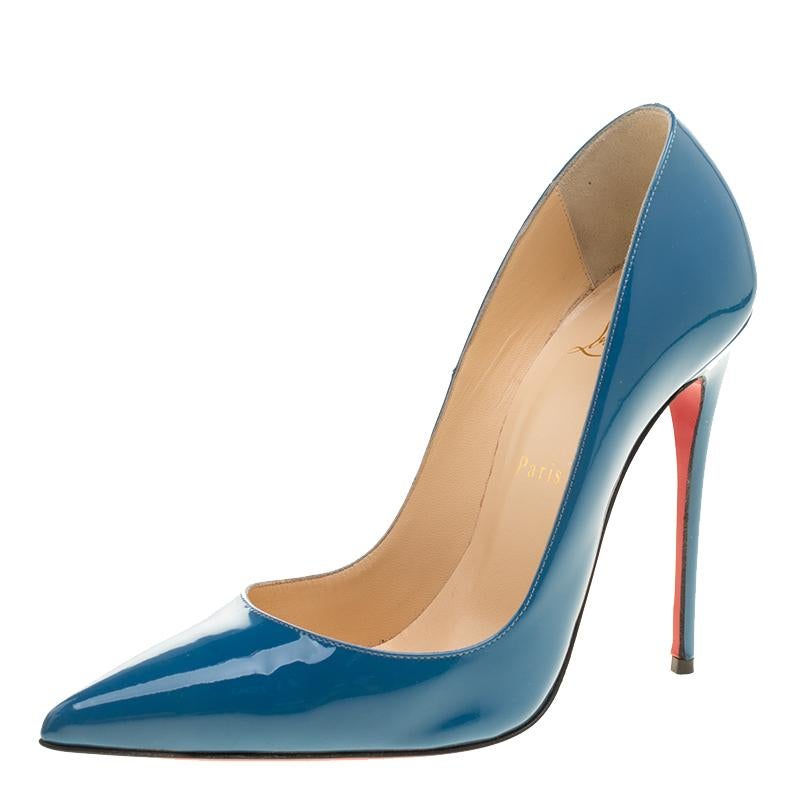 Christian Louboutin Ocean Blue Patent Leather So Kate Pumps Size 37.5