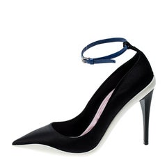 Dior Black Fabric Pointed Toe Ankle Strap Pumps Size 37