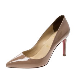 Christian Louboutin Beige Patent Leather Pigalle Pointed Toe Pumps Size 36