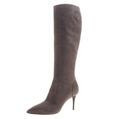 Giuseppe Zanotti Beige Suede Pointed Toe Knee Boots Size 38.5