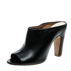 Maison Martin Margiela Black Leather Peep Toe Mules Size 39.5