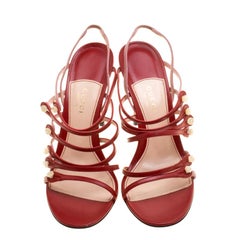 Gucci Tricolor Strappy Leather Aneta GG Buttons Sandals Size 39