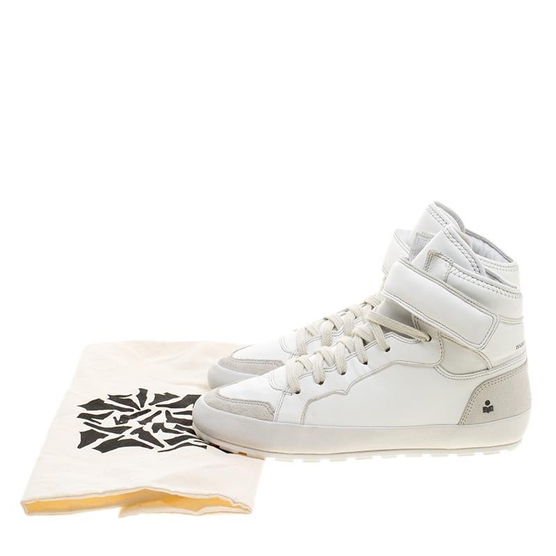 Isabel Marant White Leather Bessy High Top Sneakers Size 37 In Good Condition In Dubai, Al Qouz 2