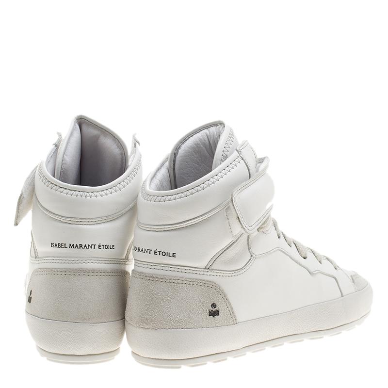 Gray Isabel Marant White Leather Bessy High Top Sneakers Size 37