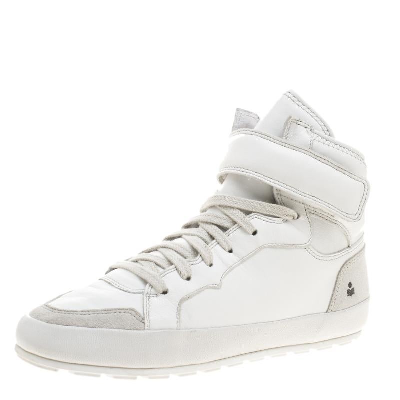 Isabel Marant White Leather Bessy High Top Sneakers Size 37